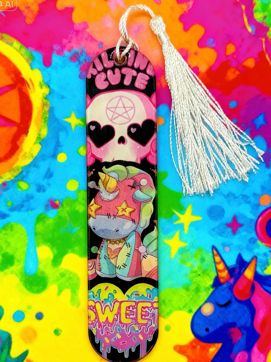 Marque-page Cute Skull Unicorn – Univers Goth Kawaii