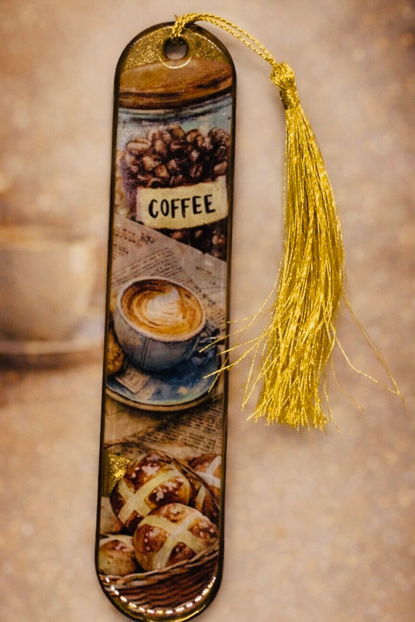 Marque-page illustré Coffee Vintage – Univers coffee avec pompon