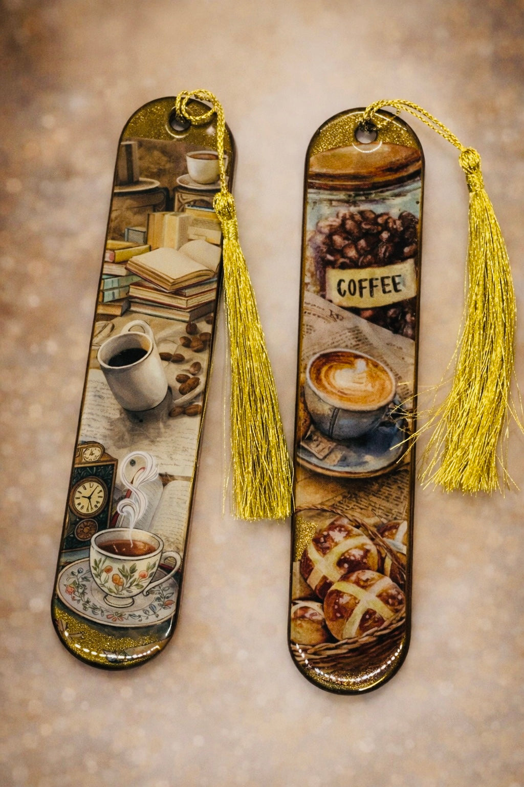 Marque-page illustré Coffee Vintage – Univers coffee avec pompon