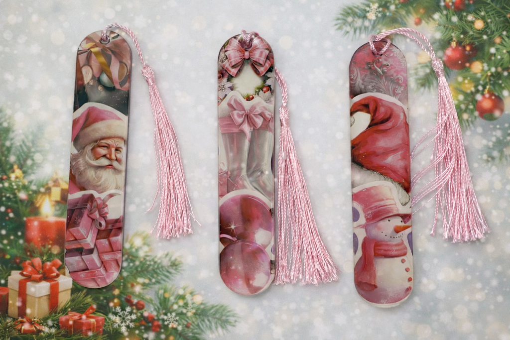 Marque-page illustré Noël – Univers festif avec pompon