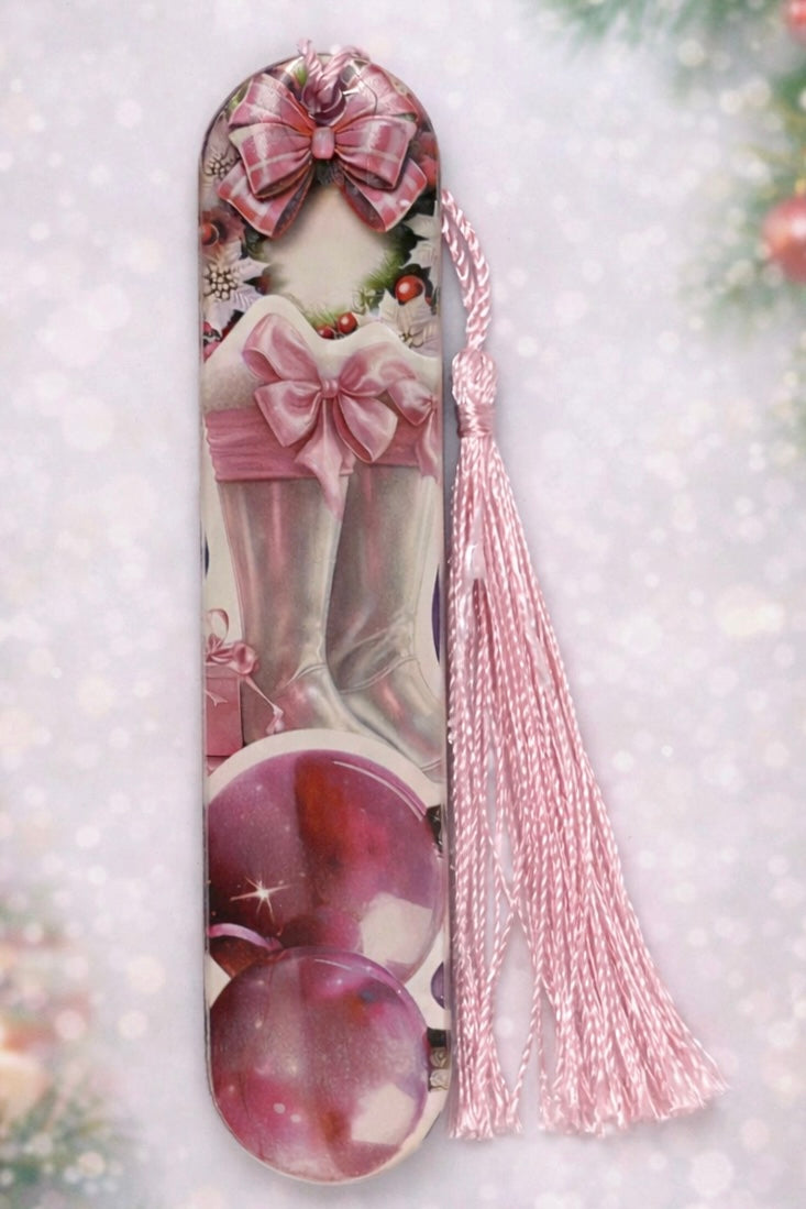 Marque-page illustré Noël – Univers festif avec pompon