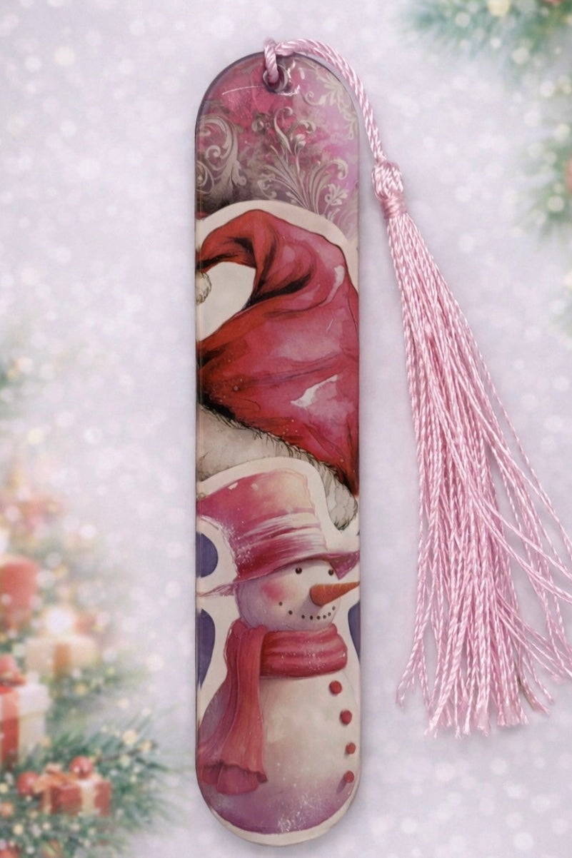 Marque-page illustré Noël – Univers festif avec pompon