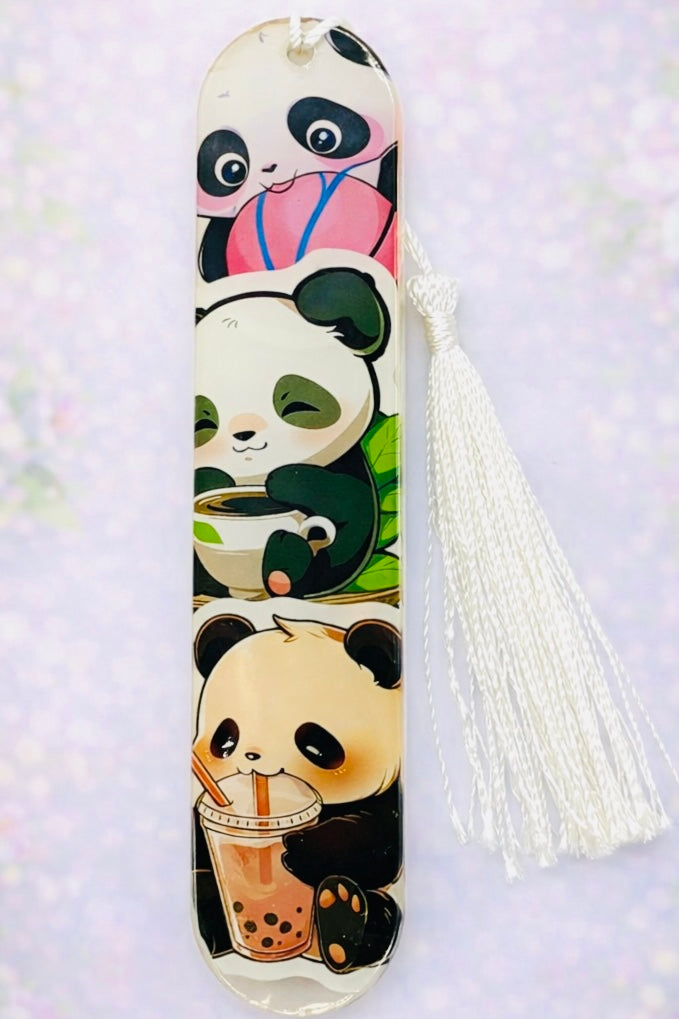 Marque-page illustré Panda – Univers kawaii avec pompon