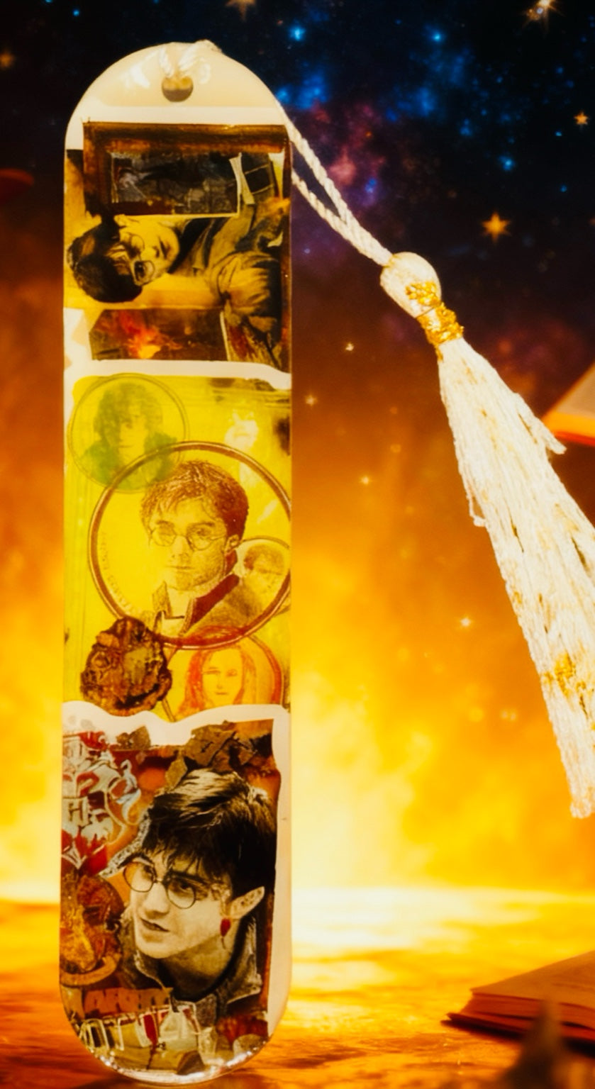 Marque-page illustré Harry Potter – Univers magique avec pompon