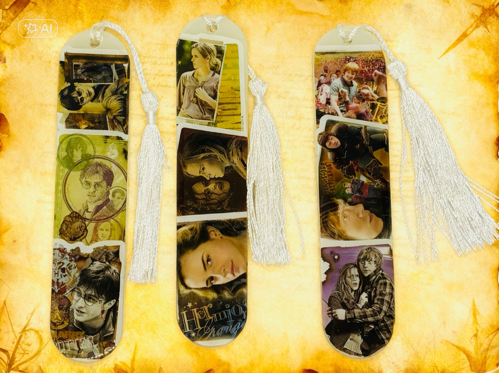 Marque-page illustré Harry Potter – Univers magique avec pompon