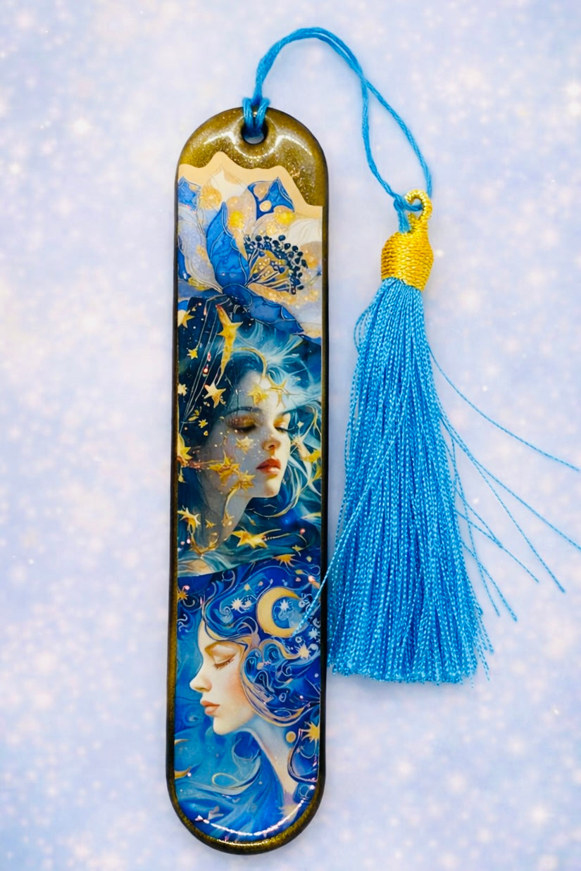 Marque-page illustré Zodiaque – Univers astrologie avec pompon